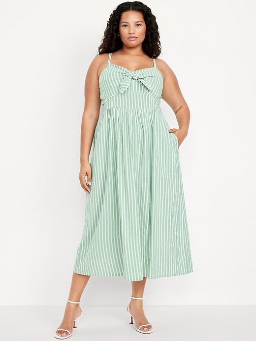 Image number 7 showing, Fit & Flare Tie-Front Seersucker Midi Dress