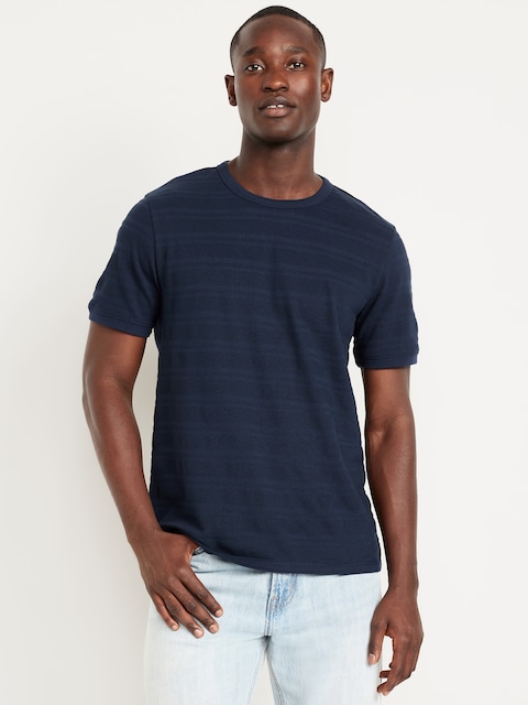 Crew-Neck Pique T-Shirt - Navy