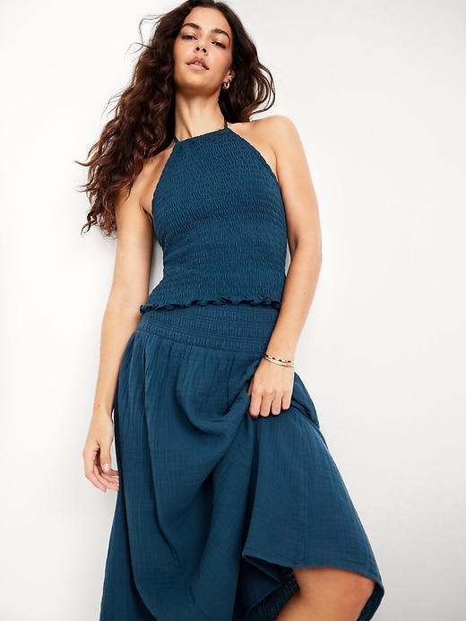Image number 3 showing, Sleeveless Smocked Crop Top