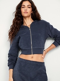 Image number 3 showing, Cropped Terry Zip Hoodie