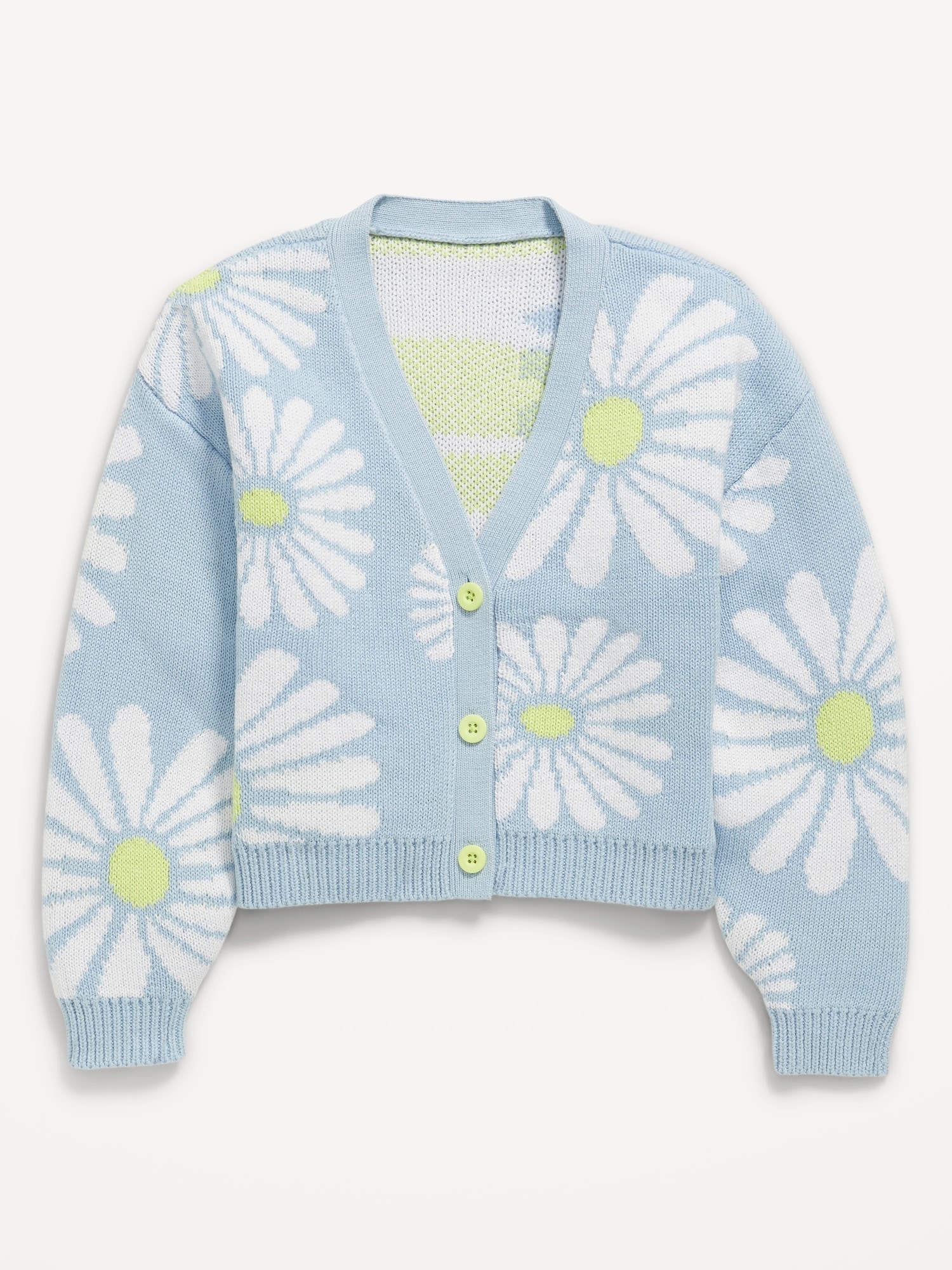 Printed Button-Front Cardigan Sweater for Girls