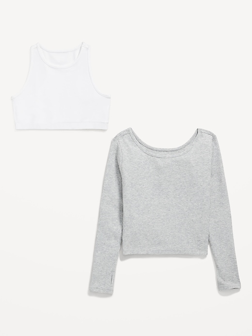 Image number 4 showing, 2-In-1 Ribbed Performance Top for Girls