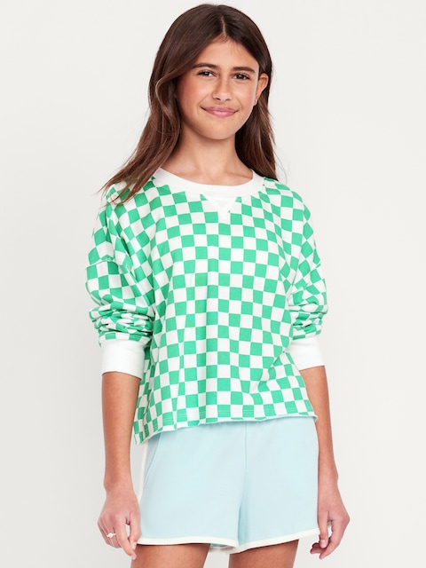 Printed Cropped French-Terry Sweatshirt for Girls