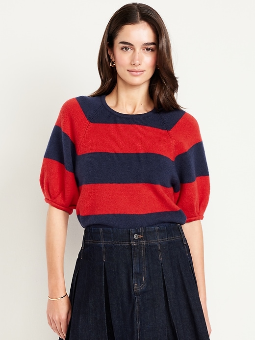 Image number 1 showing, SoSoft Cropped Puff-Sleeve Sweater