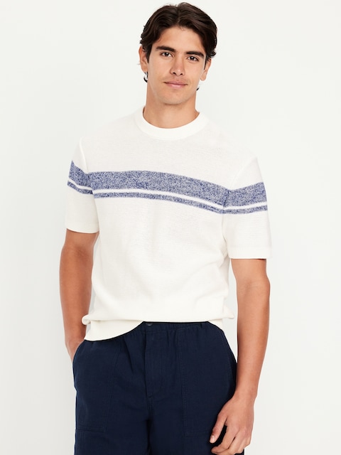 Short-Sleeve Striped Sweater