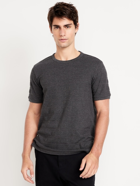 Crew-Neck Pique T-Shirt - Charcoal