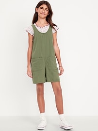 Image number 1 showing, Sleeveless Double-Weave Pocket Romper for Girls