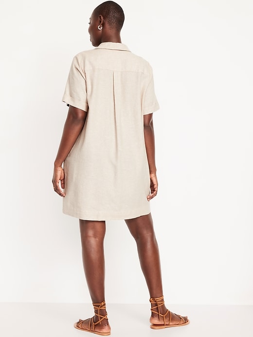 Image number 6 showing, Linen-Blend Mini Shirt Dress