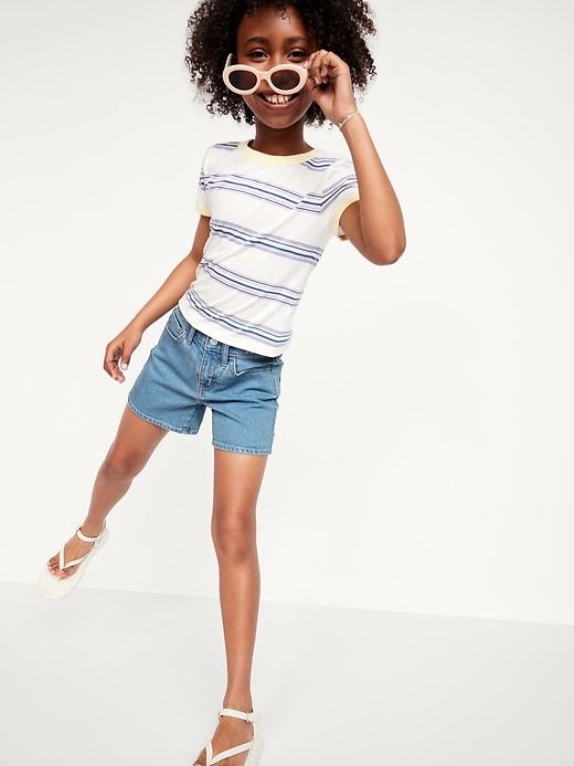 Image number 3 showing, High-Waisted Jean Midi Shorts for Girls