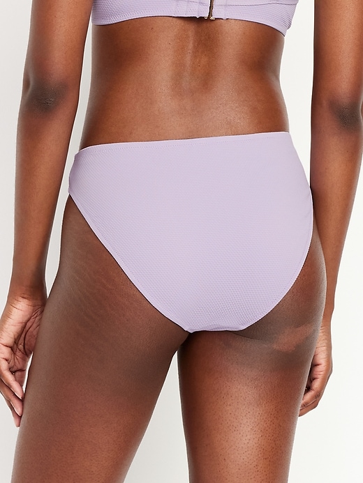 Image number 2 showing, Mid-Rise Textured Bikini Swim Bottoms