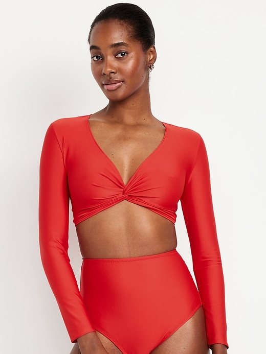 Image number 1 showing, Twist-Front Matte Rashguard Swim Top