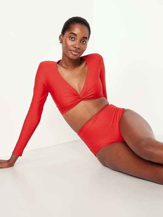 Image number 3 showing, Twist-Front Matte Rashguard Swim Top