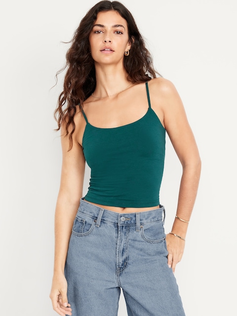 Fitted Double-Layer Cropped Cami Top - Jet Stream