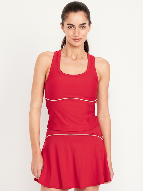PowerSoft Racerback Cropped Shell Tank - Sanguine