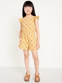 Image number 1 showing, Printed Flutter-Sleeve Romper for Girls