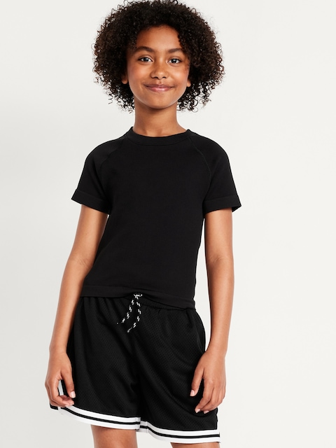 Fitted Seamless Performance Top for Girls - Black Jack