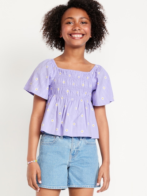 Flutter-Sleeve Smocked Top for Girls