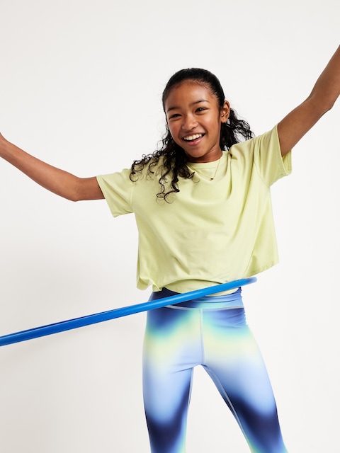 CloudMotion Cropped Performance T-Shirt for Girls - Pale Citron