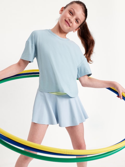 CloudMotion Cropped Performance T-Shirt for Girls - Afternoon Storm Blue