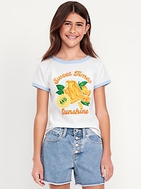 Image number 1 showing, Fitted Ribbed Ringer T-Shirt for Girls
