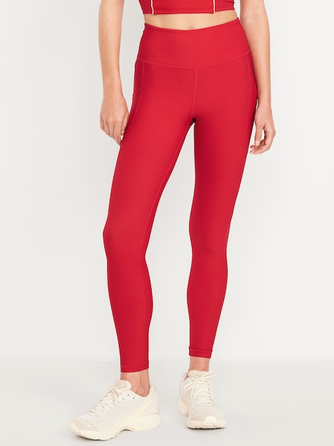 High-Waisted PowerSoft Rib Pocket Leggings - Sanguine