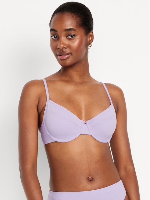 Textured Underwire Balconette Swim Top - Lavender Aura