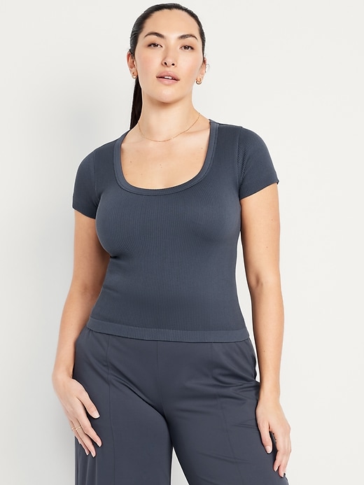 Image number 5 showing, Exhale Seamless Cropped Rib T-Shirt