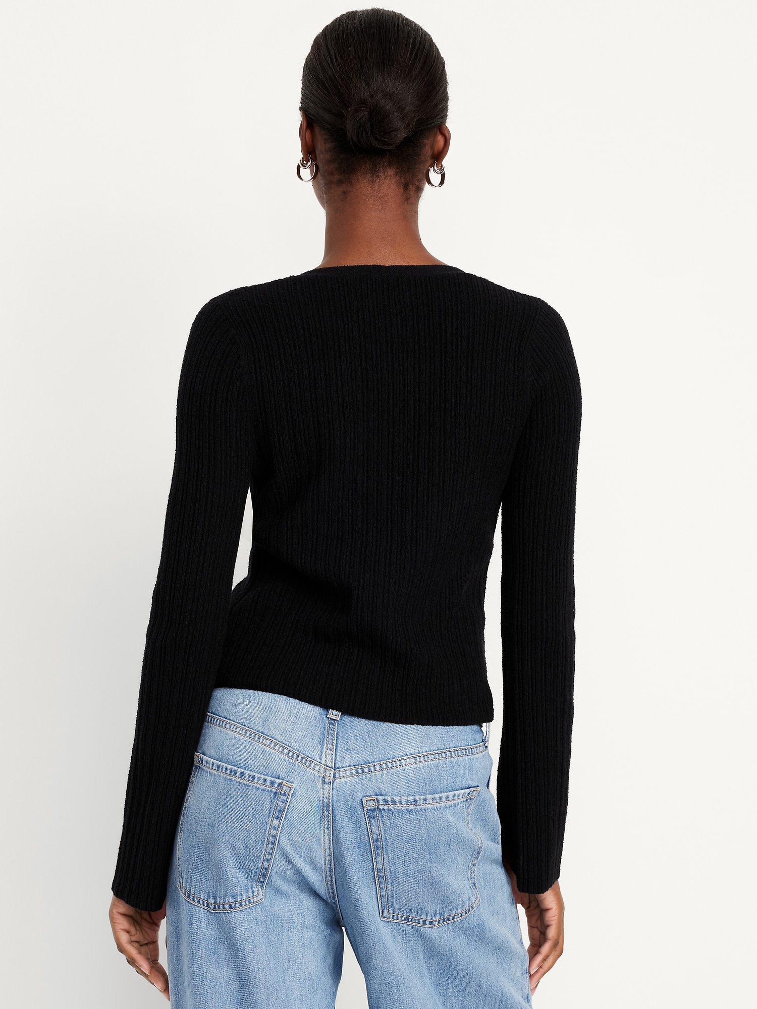 Textured Bouclé Button-Down Sweater
