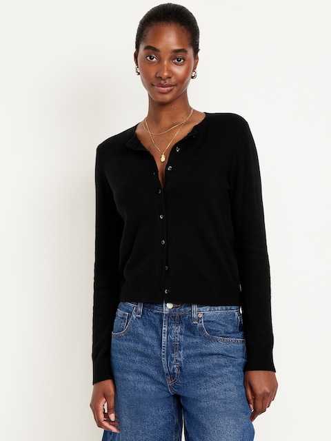 SoSoft Cropped Cardigan Sweater - Black Jack
