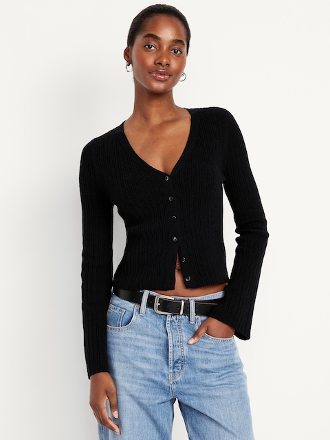 Textured Bouclé Button-Down Sweater - Black Jack