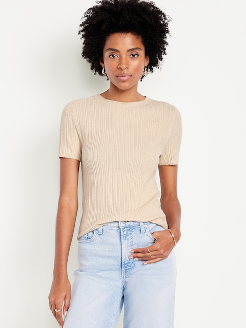 Textured Bouclé T-Shirt - Wish Bone