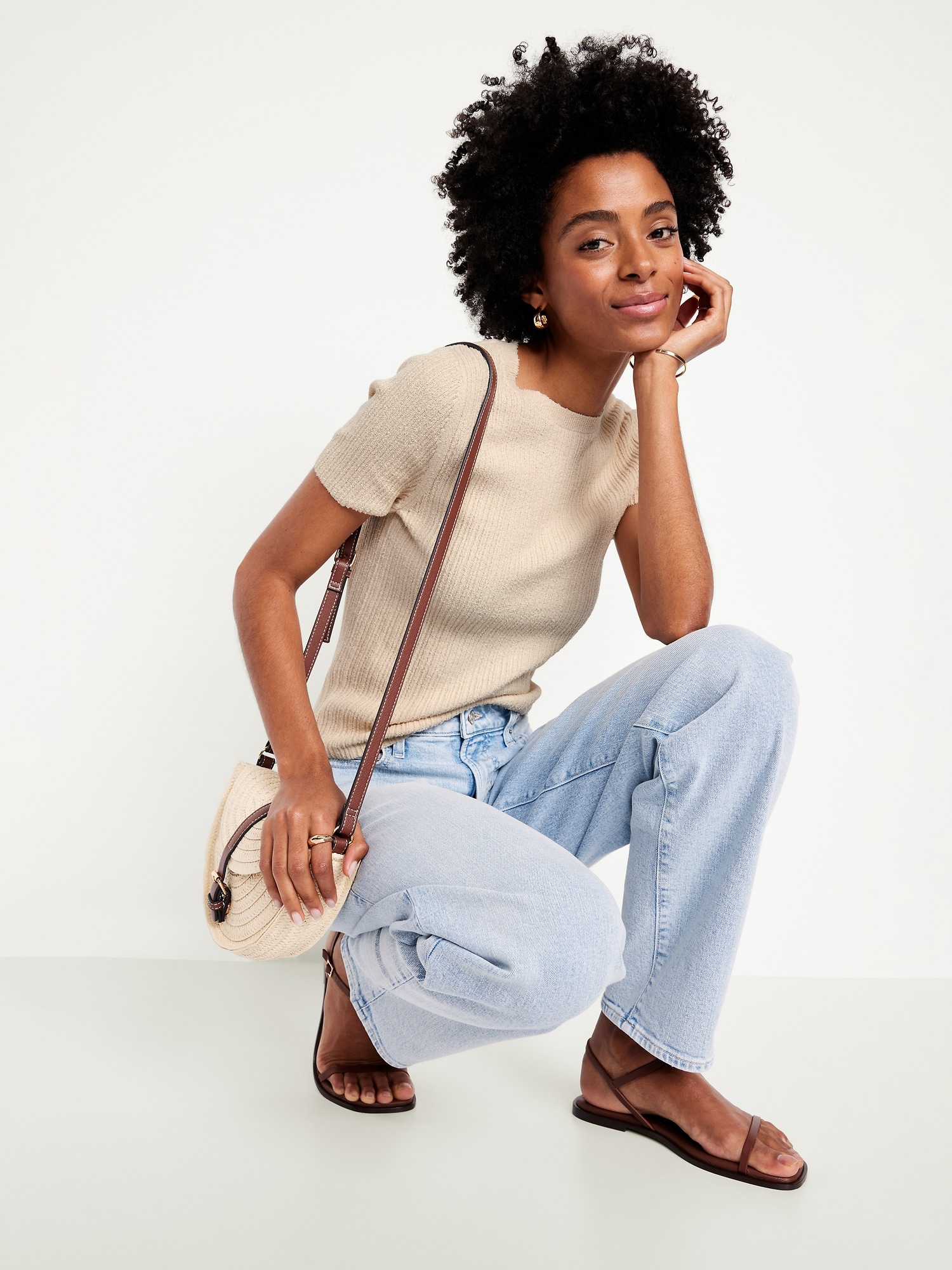 Textured Bouclé T-Shirt | Old Navy