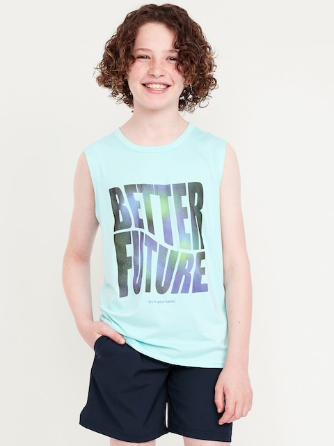 CloudMotion Graphic Performance Tank Top for Boys - Saltwater Slide