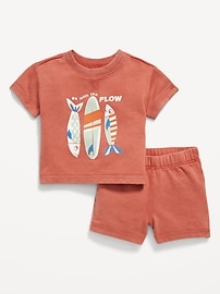 Image number 1 showing, French-Terry Graphic Top and Shorts Set for Baby