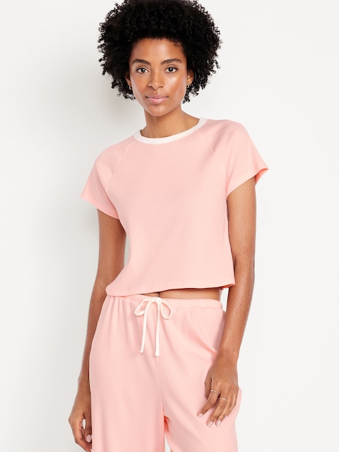 Ribbed Ringer Pajama T-Shirt - Pink Sky