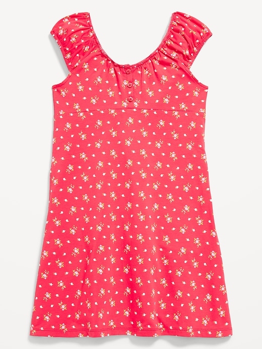 Image number 3 showing, Printed Short-Sleeve Henley Dress for Girls