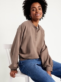 Image number 3 showing, SoComfy Oversized Button-Front Sweatshirt
