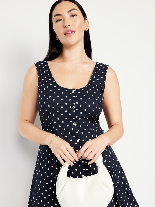 Image number 3 showing, Fit & Flare Crepe Button-Front Mini Dress