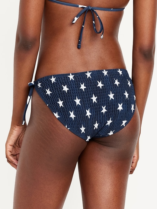 Image number 2 showing, Mid-Rise Textured String Bikini Swim Bottoms