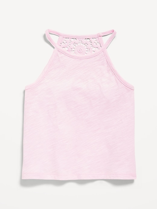 Image number 2 showing, Crochet Back Halter Tank Top for Girls