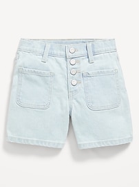 Image number 4 showing, High-Waisted Button-Fly Mariner Jean Shorts for Girls