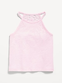 Image number 2 showing, Crochet Back Halter Tank Top for Girls