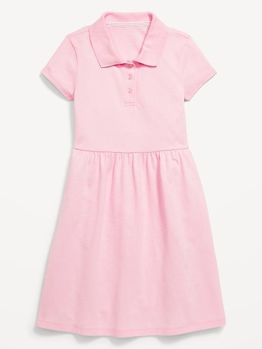 School Uniform Fit and Flare Pique Polo Dress for Girls