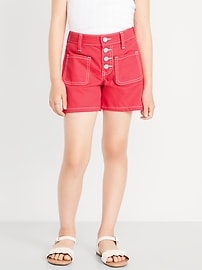 Image number 1 showing, High-Waisted Mariner Midi Jean Shorts for Girls