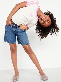 Image number 3 showing, High-Waisted Bermuda Jean Shorts for Girls