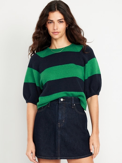 Image number 1 showing, SoSoft Cropped Puff-Sleeve Sweater