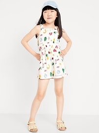 Image number 1 showing, Printed Sleeveless Smocked Romper for Girls