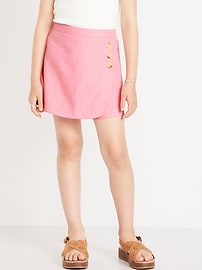 Image number 1 showing, Wrap-Front Linen-Blend Skort for Girls