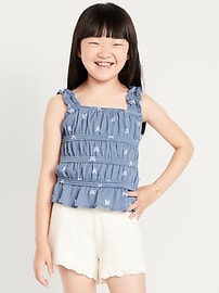 Image number 1 showing, Fitted Smocked Tank Top for Girls