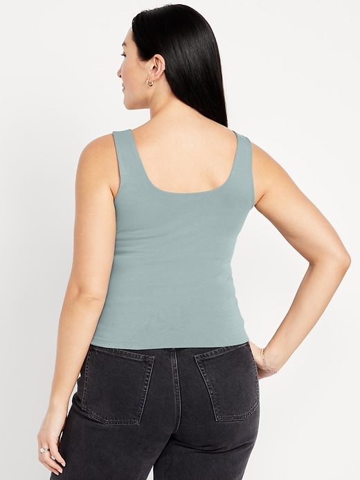 Image number 5 showing, Fitted Double-Layer Scoop-Neck Tank Top